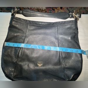 Preloved MCM Smooth Leather and Monogram Print Two-way convertible bag